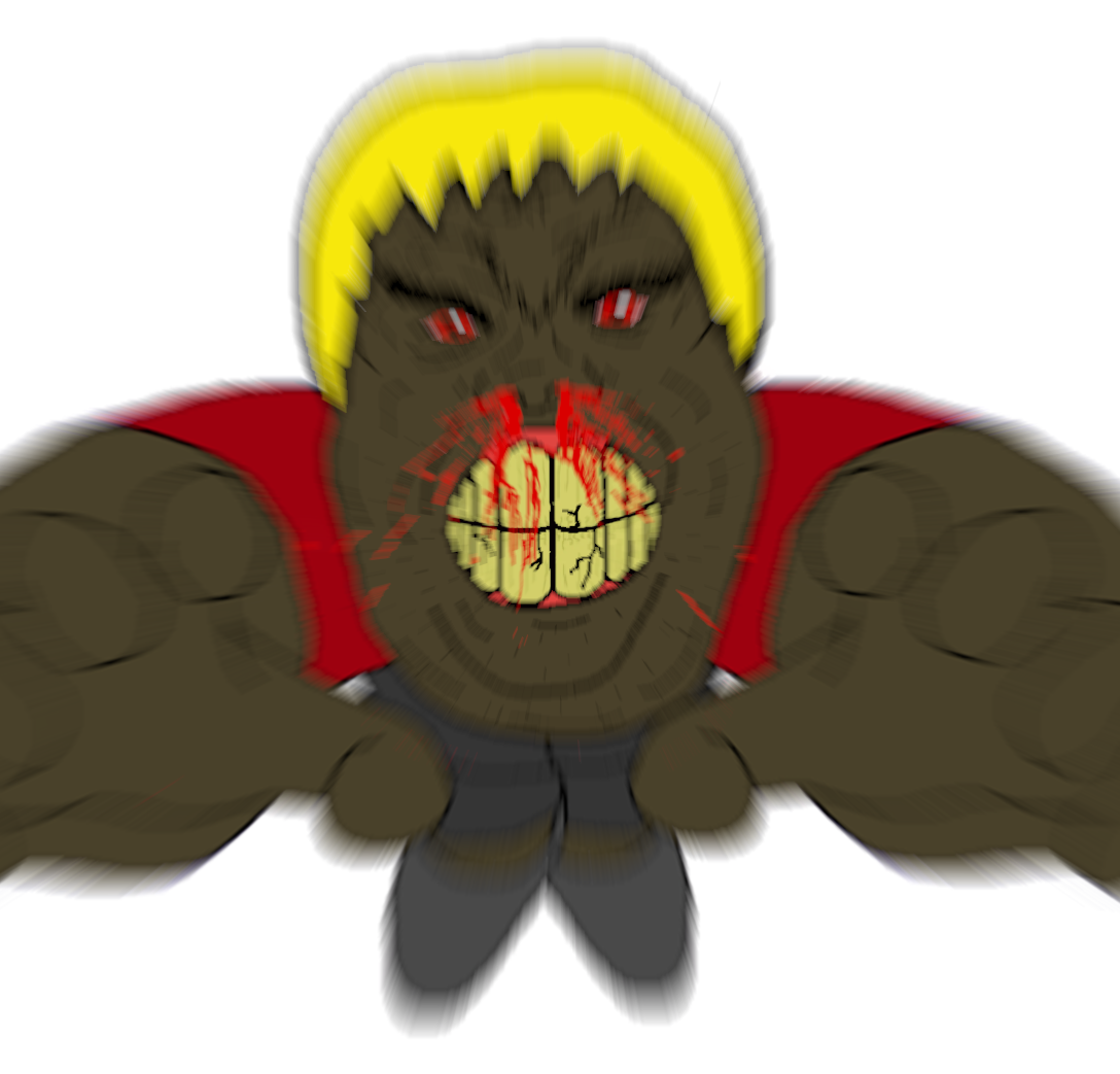 alicia, hunky twink sex machine, hunky twink sex machine, angry, black skin, blonde hair, blood, gray shoe, gray shorts, hair