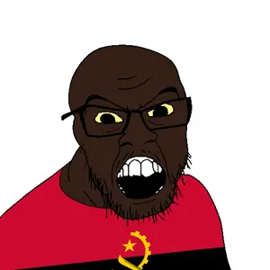 feraljak, angola, black skin, clothes, country, flag, glasses, open mouth, soyjak, stubble