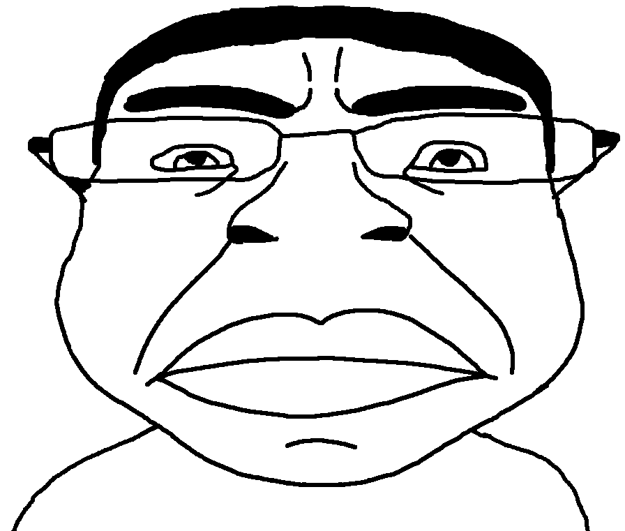 chudjak, coinjak, coinchud, chuddified soyjaks, fusionjaks, big lips, chud, closed mouth, eyebrows, glasses