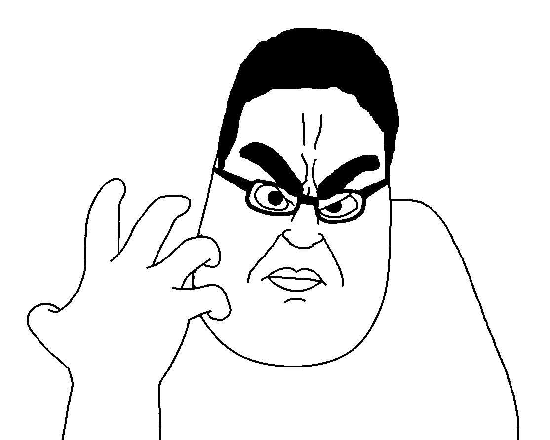 syndrome, chudjak, syndromejak, syndromechud, chuddified soyjaks, fusionjaks, 1soyjak, black hair, bushy eyebrows, chud