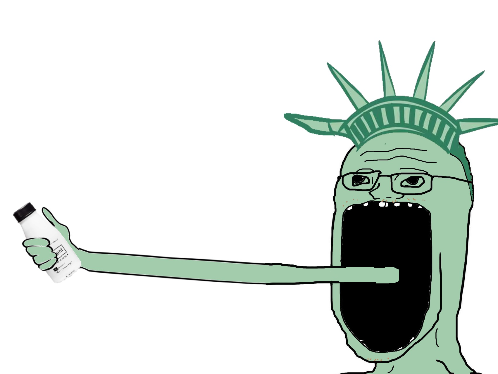 im a bit shy, epic soy lord (cuck master), 1soyjak, brown mustache, cuck, face, forehead lines, glasses, green skin, half body