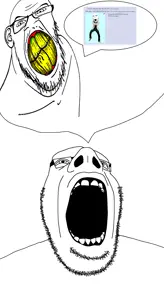 cobson, feraljak, cobson up, 3soyjaks, angry, arm, clenched teeth, dance, distorted, ear