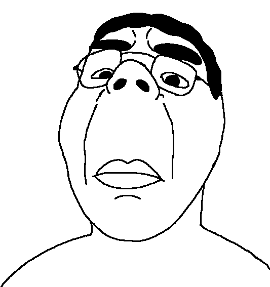 chudjak, isaac, isaachud, chuddified soyjaks, 1soyjak, black hair, bushy eyebrows, chud, closed mouth, ear