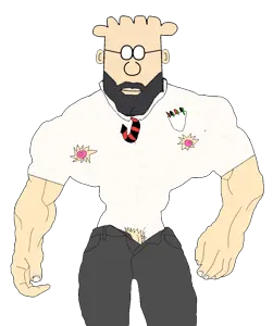 67chungusnigga, dilbert, gigachad, gigachadjak, 1soyjak, arm, beard, buff, closed mouth, clothes