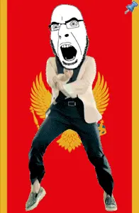 cobson, animated, country, dance, flag, full body, gangnam style, glasses, montenegro, open mouth