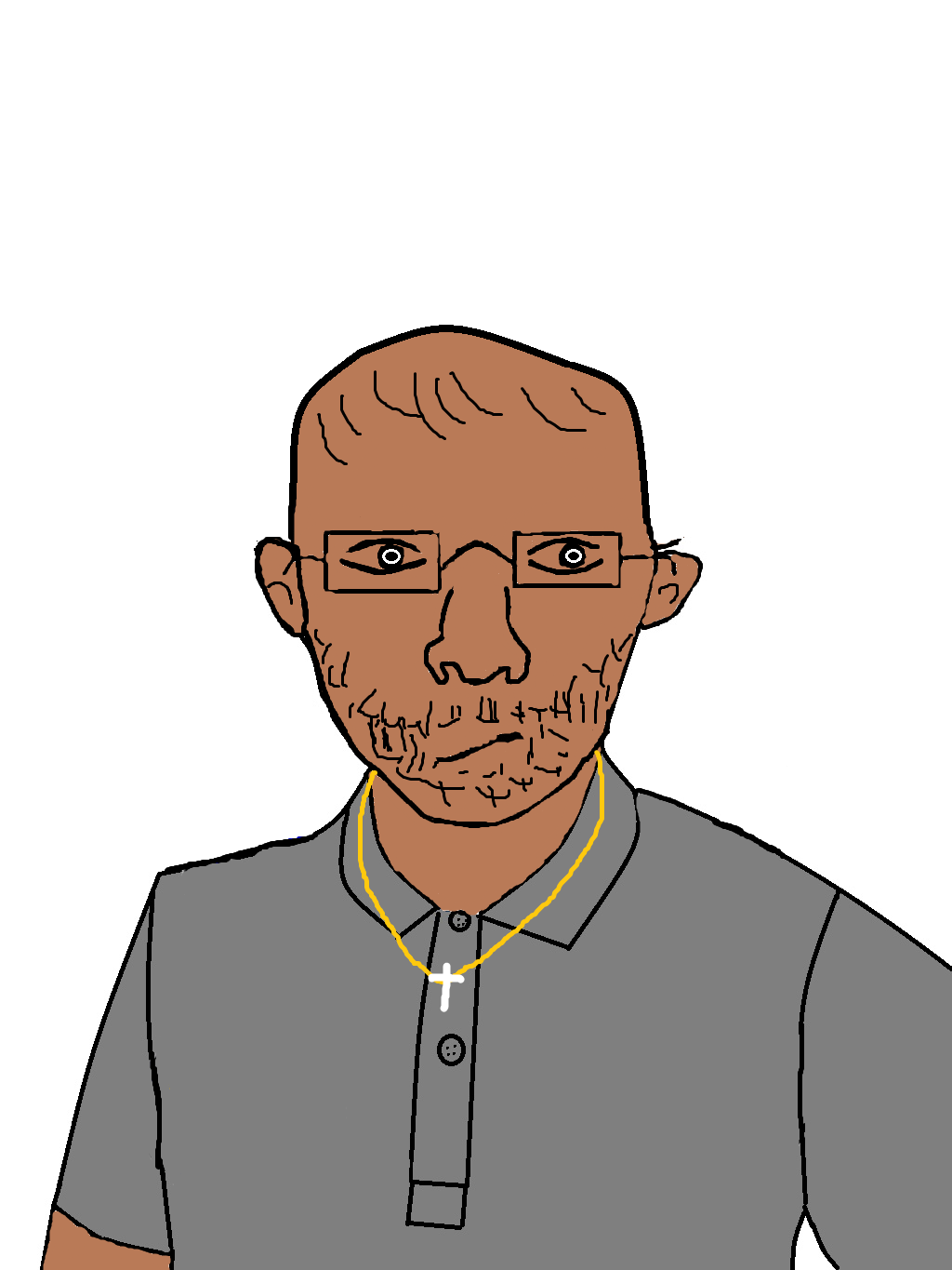 unknown, 1soyjak, african, bald, brown eyes, brown skin, chain, christbro, christian, christian cross