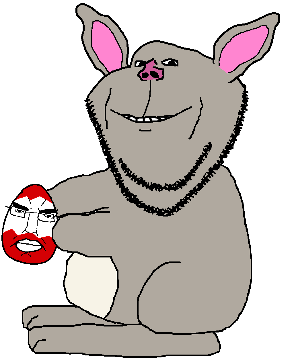 chudjak, impish soyak ears, pol face, animaljaks, 2soyjaks, animal, bald, beard, big ears, bunny ears