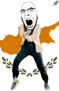 cobson, animated, country, cyprus, dance, flag, full body, gangnam style, glasses, open mouth