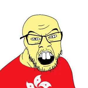 feraljak, clothes, country, flag, flagspam, glasses, hong kong, open mouth, small eyes, soyjak
