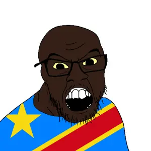 feraljak, black skin, clothes, country, democratic republic of congo, flag, glasses, open mouth, small eyes, soyjak