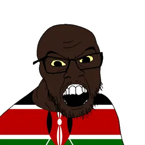 feraljak, black skin, clothes, country, flag, glasses, kenya, open mouth, small eyes, soyjak