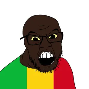 feraljak, black skin, clothes, country, flag, glasses, mali, open mouth, small eyes, soyjak