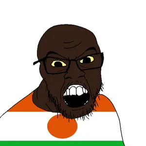 feraljak, black skin, clothes, country, flag, glasses, niger, open mouth, small eyes, soyjak