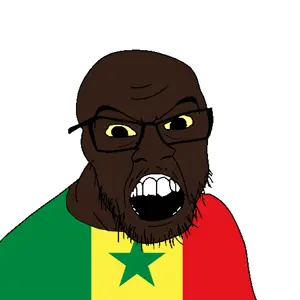 feraljak, black skin, clothes, country, flag, glasses, open mouth, senegal, small eyes, soyjak