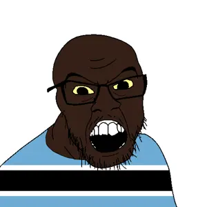 feraljak, black skin, botswana, clothes, country, flag, glasses, open mouth, small eyes, soyjak