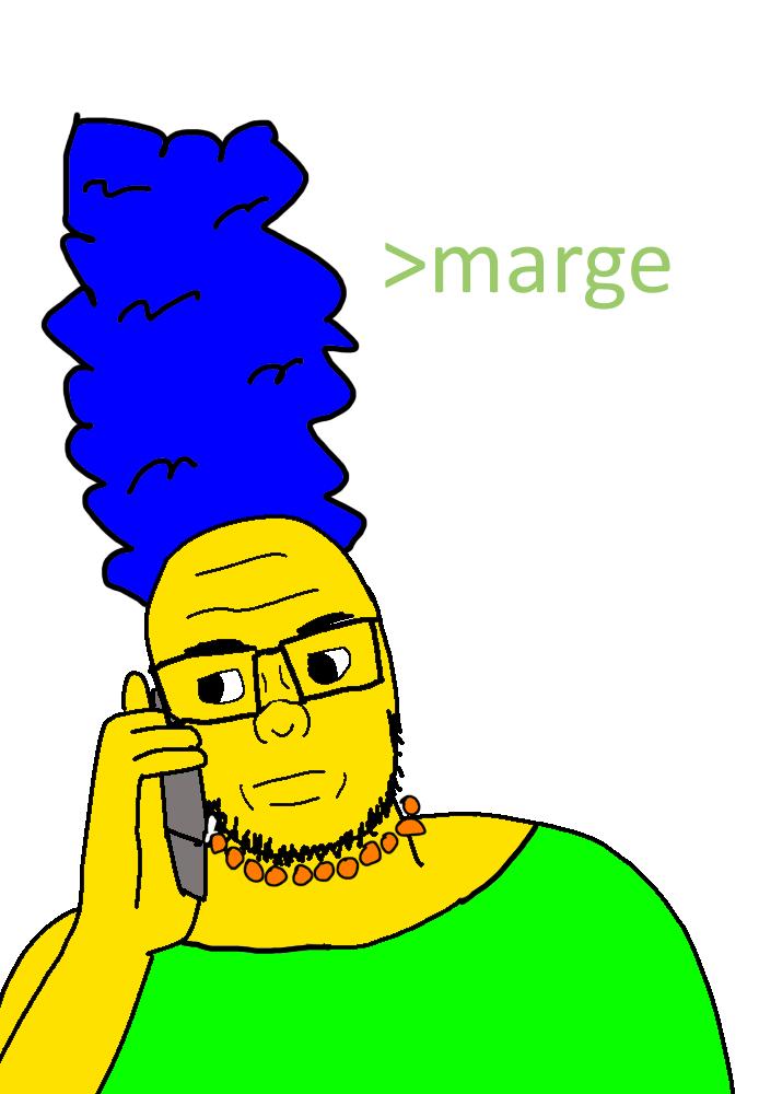 marge simpson, maximillionaire, blue hair, glasses, greentext, hair, holding object, holding phone, long hair, marge