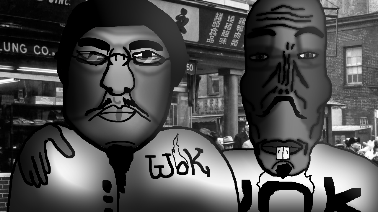 chudjak, markiplier soyjak, asiamutt, asiaryan, nostalgiajaks, asian, bald, black and white, black hair, chinatown