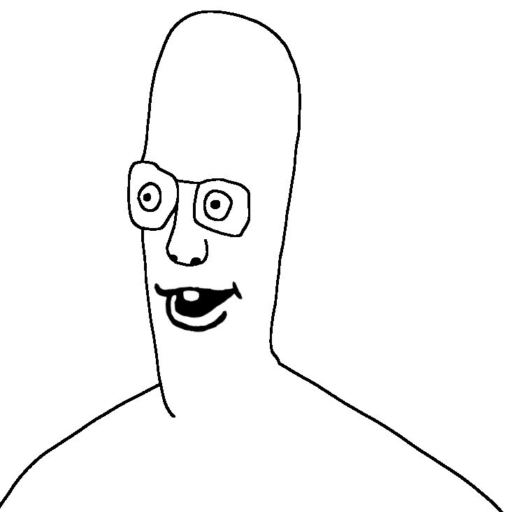 headjak, vlodson, fusionjaks, 1soyjak, bald, big forehead, glasses, half body, long forehead, looking to the left