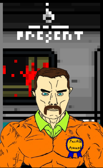 shad, chudjak, chudjak front, muscular chud, award, background, blood, blue eyes, brown hair, brown mustache