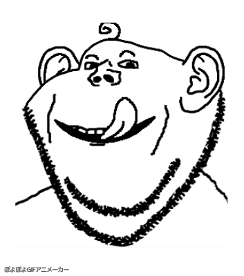 impish soyak ears, animated, baby, black eyes, ear, licking lips, monochrome, nose, nostrils, portrait