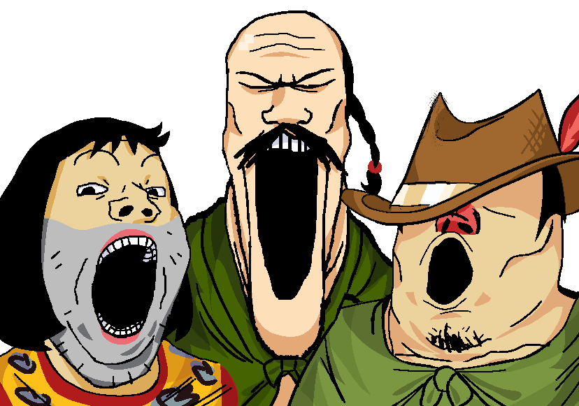 gapejak, markiplier soyjak, tony soprano soyjak, longplier, soyjak trio, 3soyjaks, asian, braids, cheetah, china