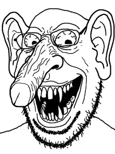 cobson, gapejak, wholesome soyjak, fusionjaks, 1soyjak, crazed, demon, demonic, ear, evil