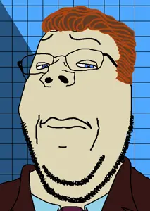 gapejak, wholesome soyjak, bathroom, blue background, blue eyes, brown hair, cheap joke, closed mouth, clothes, eyelids