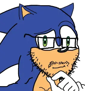 sonic the hedgehog, soyak, animal, blue, closed mouth, glasses, green eyes, hedgehog, mustache, raised eyebrow