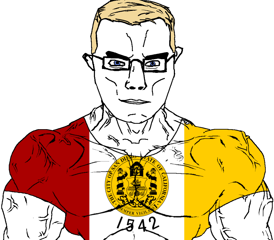 chudjak, chudjak front, muscular chud, aryan, 1soyjak, a10 eyes, blonde hair, blue eyes, brown hair, buff