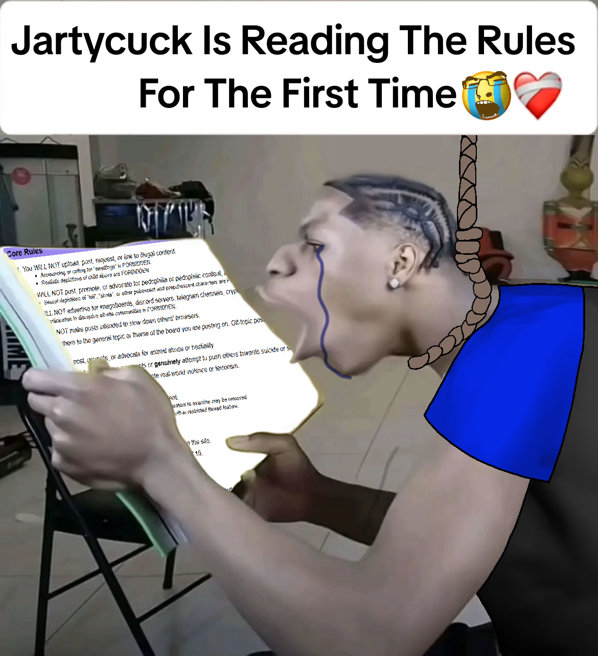 Jartycuck is reading the Sharty rules for the first time.