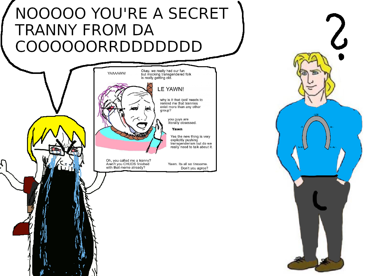 nate higgers, bernd, cryboy soyjak, troonjak, natejak, ack, blonde hair, blue eyes, blue shirt, centrism