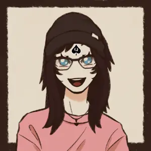 181626 - soybooru.com - blushing happy clothes open_mouth teeth soytan necklace black_outline beanie blue_eyes glasses long_hair looking_at_you not_oc metro2033.png