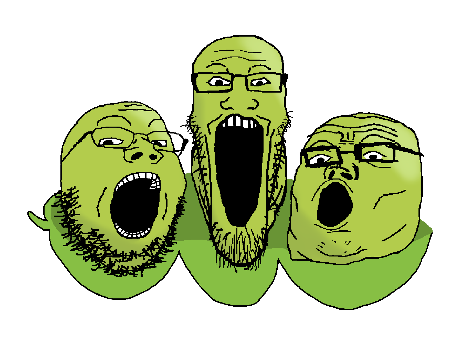 gapejak, markiplier soyjak, tony soprano soyjak, longplier, soyjak trio, 3soyjaks, bald, eyebrows, food, forehead lines
