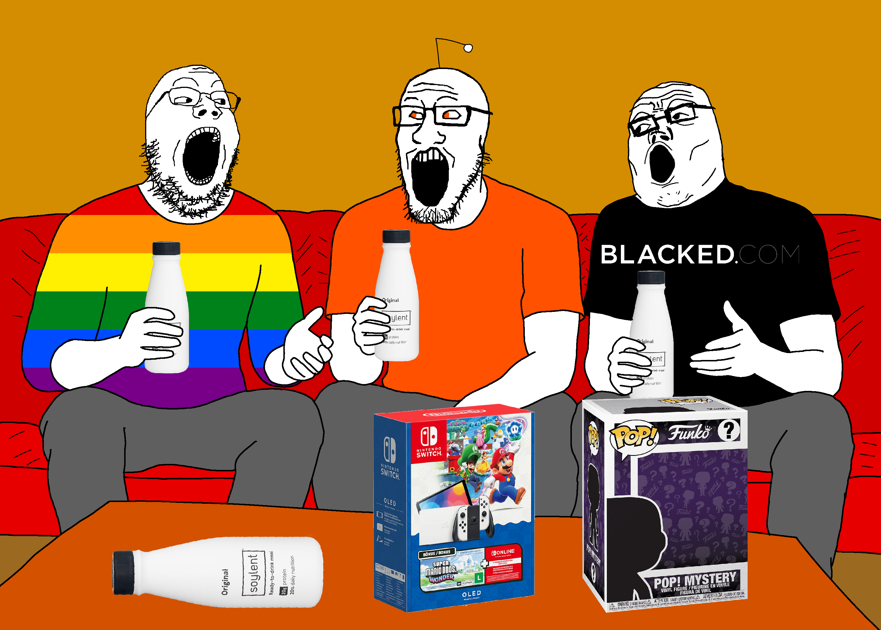 dunchenman, mario, gapejak, markiplier soyjak, tony soprano soyjak, threefourthsplier, soyjak trio, 3soyjaks, blacked, blacked com