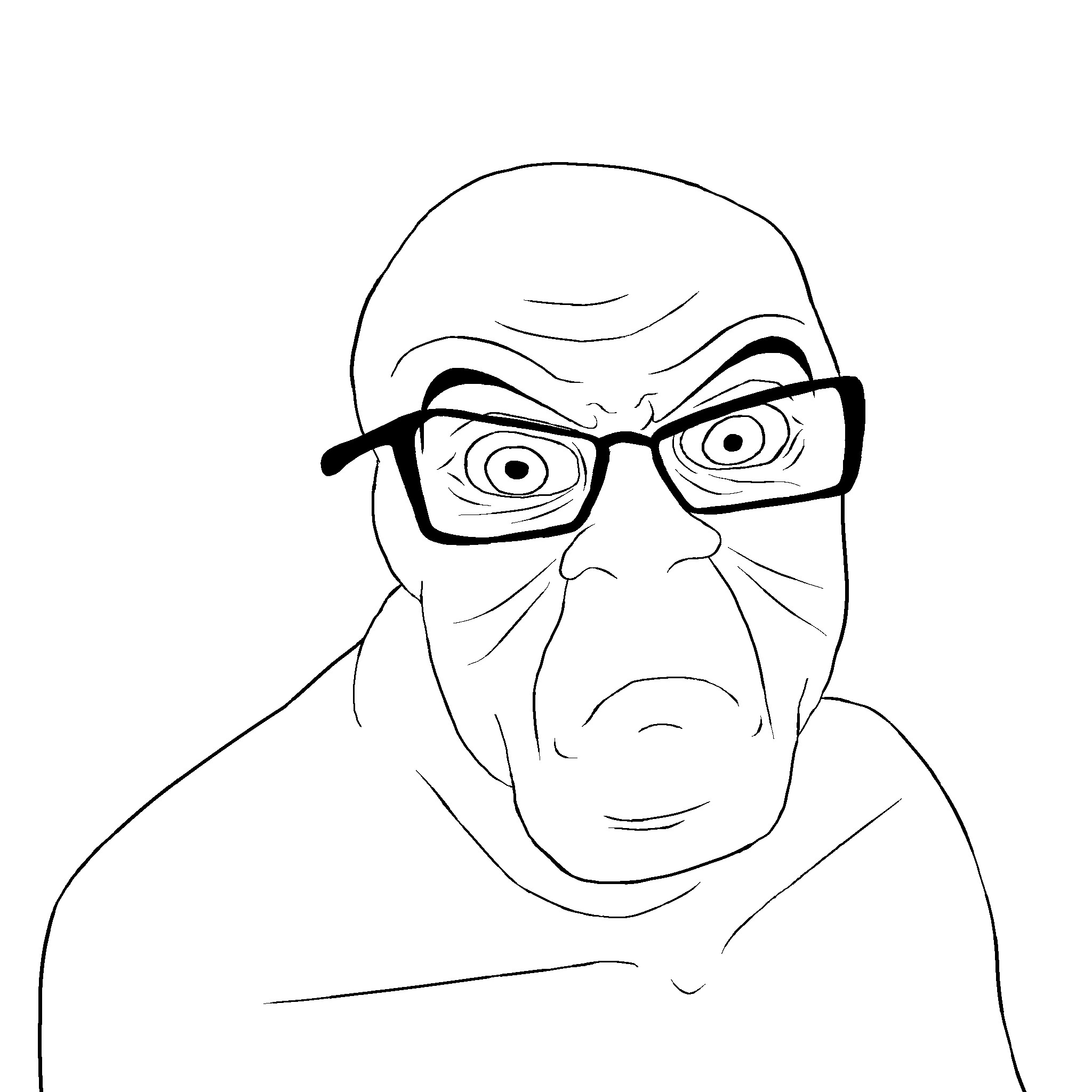 feraljak, angry, black eyebrows, black glasses, closed mouth, eyebrows, glasses, looking at you, no beard, nose