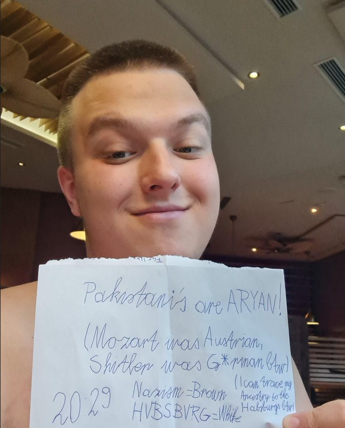 hate, big forehead, blue eyes, brown hair, christpilled, dirty blond hair, eyebrows, eyes, fat, finger