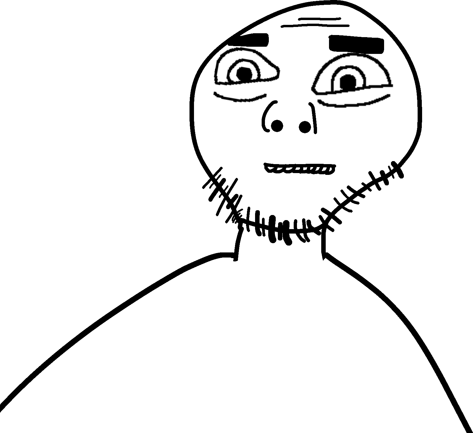 unknown, skinnymanletjak, 1soyjak, bald, beard, bushy eyebrows, closed mouth, forehead lines, front view, half body