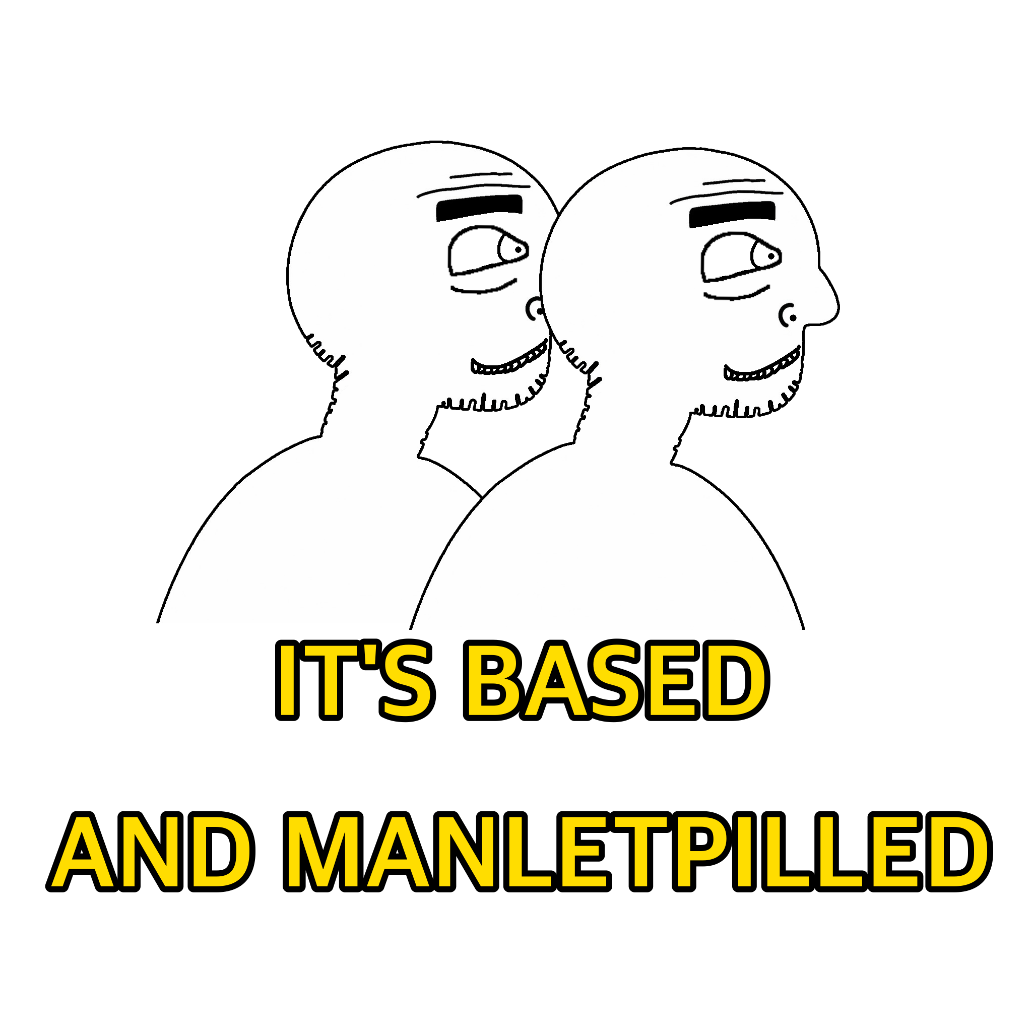cobson, unknown, skinnymanletjak, it's based and christpilled, sidejaks, 2soyjaks, bald, bushy eyebrows, closed mouth, eyebrows
