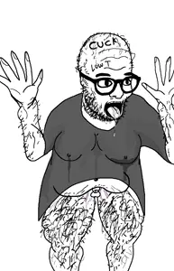 togglebott, arm, clothes, cuck, glasses, gynaecomastia, hairy, hands, hands up, leg