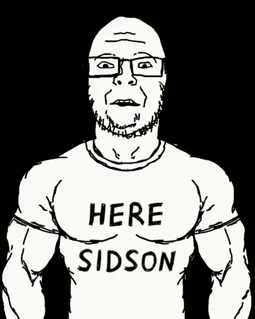 sidson, sidbro, 1soyjak, animated, bald, buff, copy, crazed, eyes, forehead lines