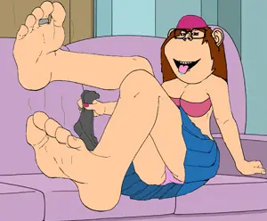 meg griffin, impish soyak ears, female impish ears, impish hoe, femjak, yuzugin, 18, beanie, bra, brown hair