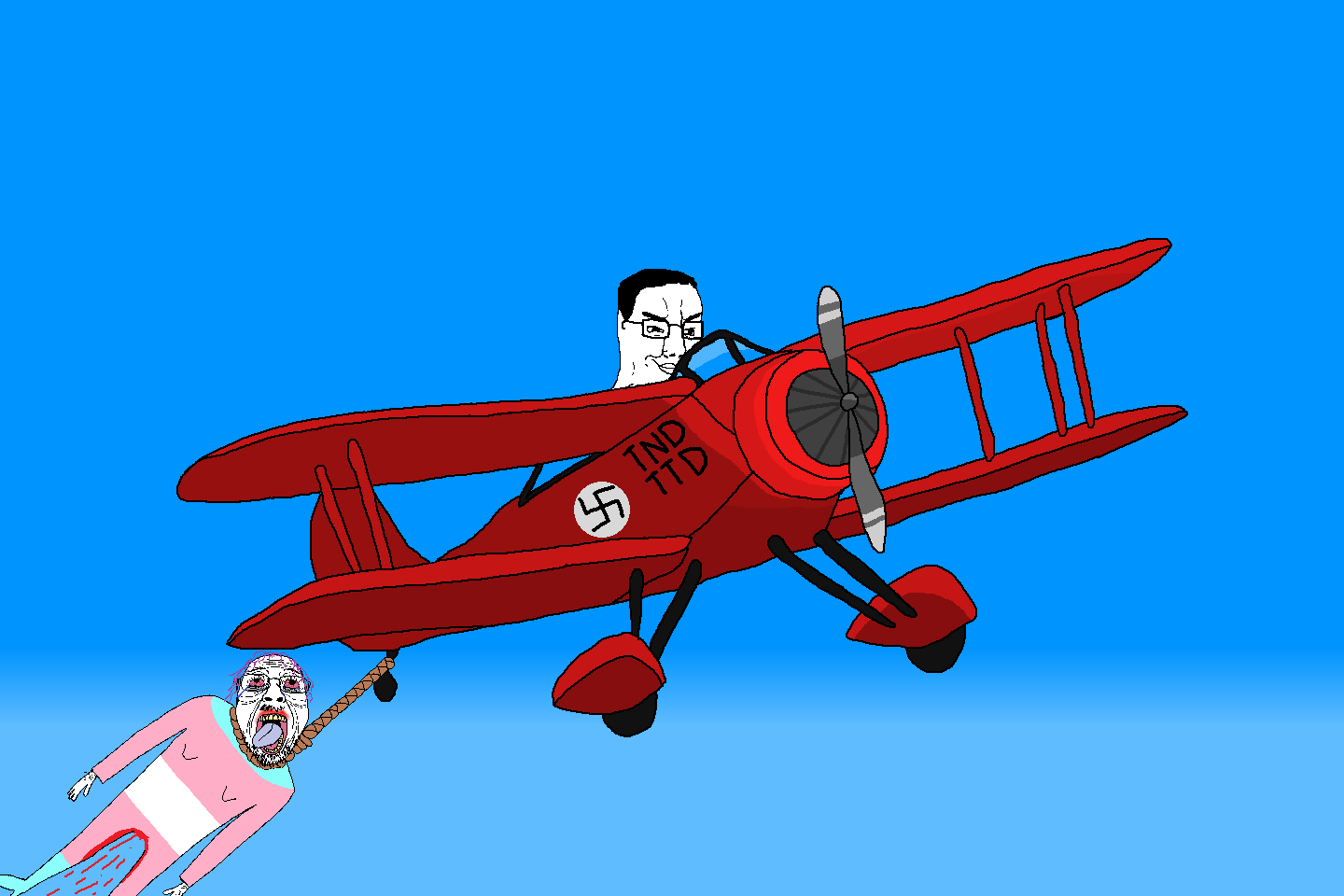 bernd, chudjak, chud's hitman, ack, background, biplane, black hair, bleed, chud, closed mouth