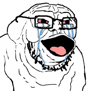et, cryboy et, alternate, bloodshot eyes, bushy eyebrows, crying, glasses, open mouth, soyjak, stubble