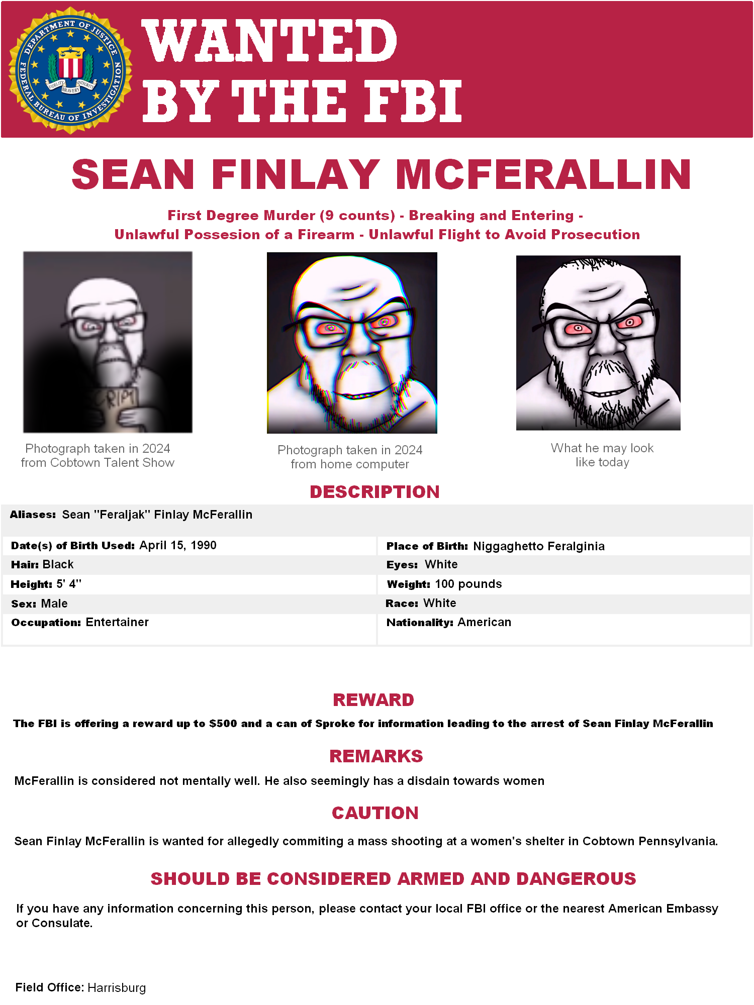 shooter feraljak, feraljak, beard, bloodshot eyes, closed mouth, federal bureau of investigation, glasses, hair, hands, holding paper
