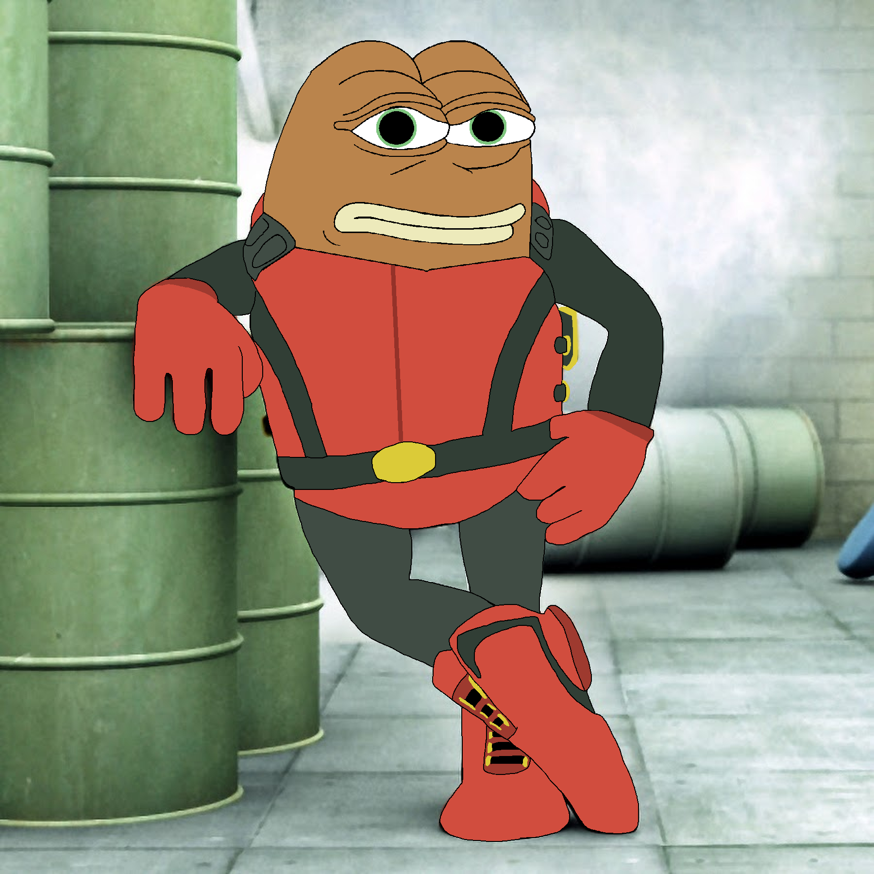 pepe, amphibian, angry, animal, arm, background, bald, barrel, belt, boot