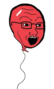 soyak, objakt, 1soyjak, balloon, glasses, looking to the right, objectsoy, open mouth, plastic, raised eyebrows