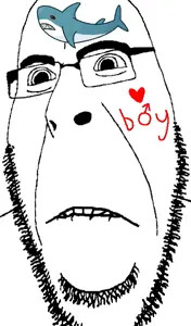 cobson, hornyson, animal, biting lip, blahaj, boymoder, fish, glasses, heart, horny