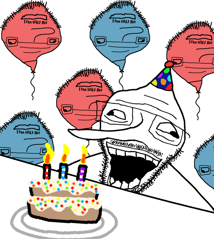 finojak, 2soyjaks, 3, ballons, balloon, beard, big nose, birthday, birthday cake, blue