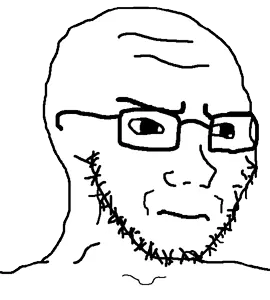 soyak, 1soyjak, animated, bald, black eyes, concerned, forehead lines, frown, glasses, monochrome