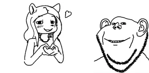 [www.glegle.gallery] white_background white_skin aliased_lines monochrome greyscale binary_color open_mouth mouth medium_hair 2_entities soyjak - 622.jpg